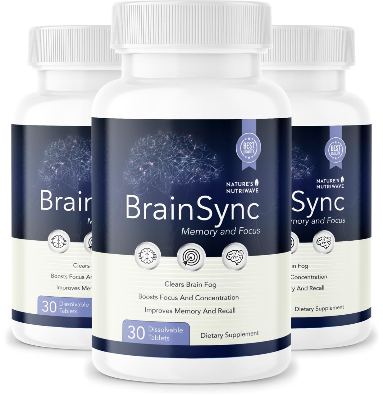 Nature’s NutriWave BrainSync Probiotic Supplement – Supports Daily Wellness & Gut-Brain Balance – 3.6 Billion CFU – 30 Dissolvable Tablets, 3 Month Supply - dailyvitalstore
