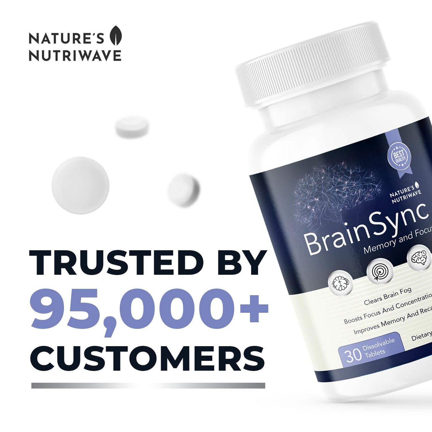 Nature’s NutriWave BrainSync Probiotic Supplement – Supports Daily Wellness & Gut-Brain Balance – 3.6 Billion CFU – 30 Dissolvable Tablets, 3 Month Supply - dailyvitalstore