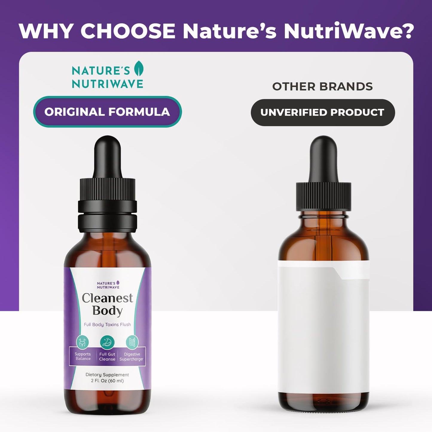 Nature’s NutriWave Cleanest Body – Natural Detox Liquid Supplement with Fennel Seed, Marshmallow Root & Peppermint Oil – Non-GMO, Made in USA, 2 fl. oz.(60ml), 1 Month Supply - dailyvitalstore