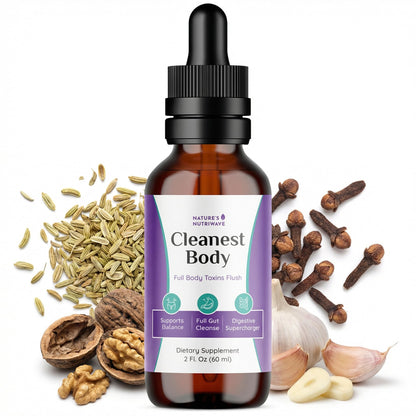 Nature’s NutriWave Cleanest Body – Natural Detox Liquid Supplement with Fennel Seed, Marshmallow Root & Peppermint Oil – Non-GMO, Made in USA, 2 fl. oz.(60ml), 1 Month Supply - dailyvitalstore