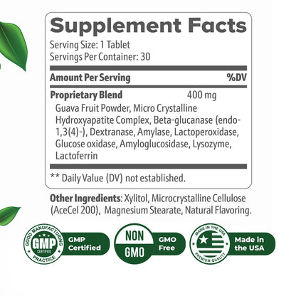 Nature’s NutriWave DentaTonic – Daily Oral Supplement with Guava Fruit, Hydroxyapatite & Enzyme Blend – Made in USA Non-GMO, Stimulant-Free Formula – 30 Tablets, 1 Month Supply - dailyvitalstore