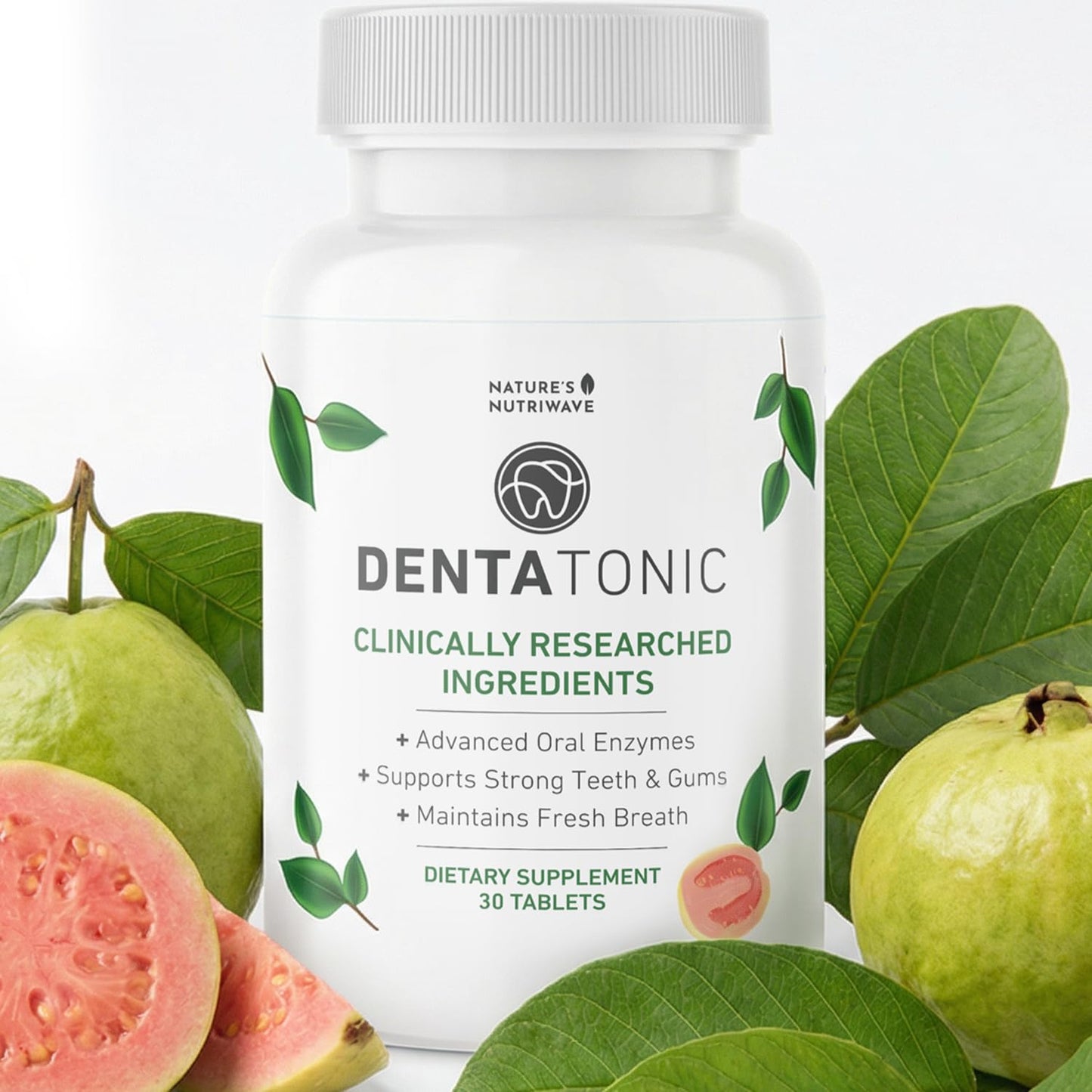 Nature’s NutriWave DentaTonic – Daily Oral Supplement with Guava Fruit, Hydroxyapatite & Enzyme Blend – Made in USA Non-GMO, Stimulant-Free Formula – 30 Tablets, 1 Month Supply - dailyvitalstore