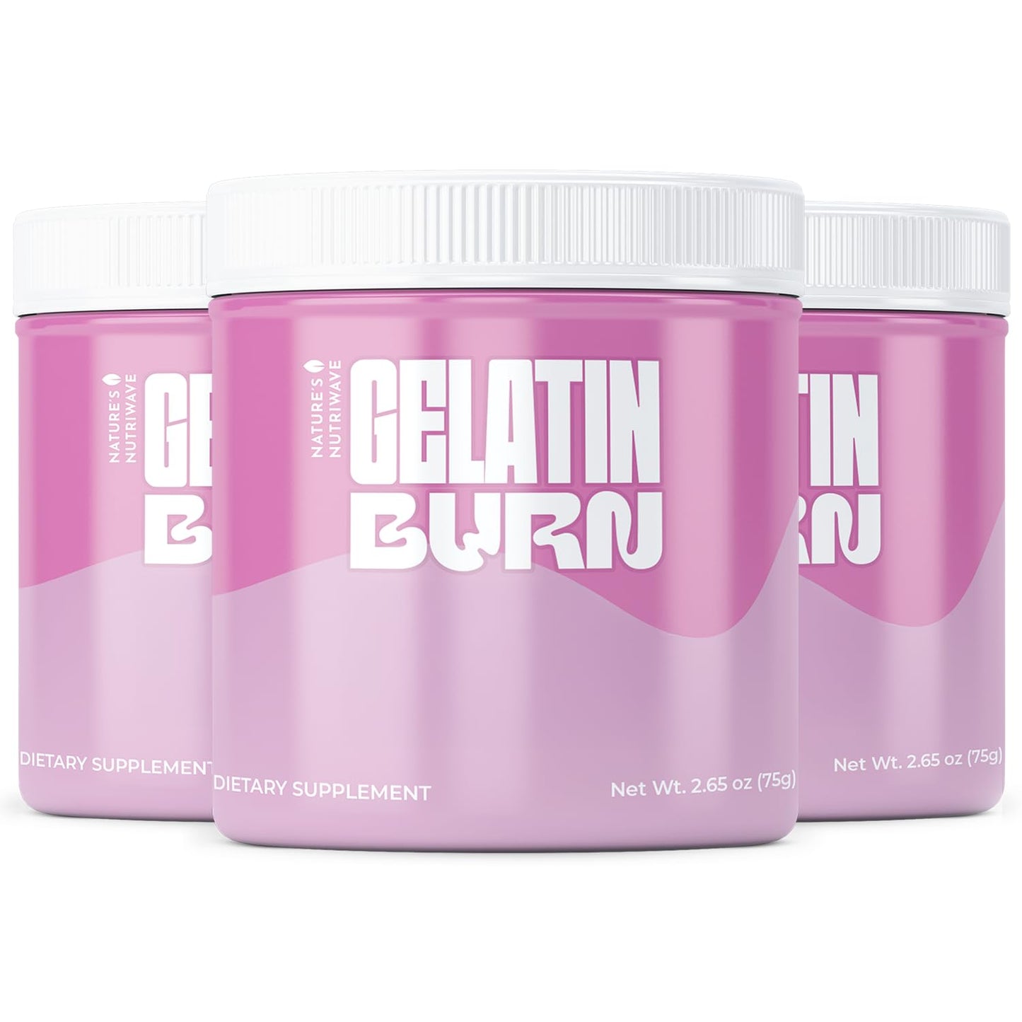 Nature’s NutriWave Gelatin Burn – Natural Powder Supplement with Vitamins, Minerals & Botanical Extracts – Non-GMO, Easy to Mix, USA Made – 2.65Oz, 75g, 30 Servings, 3 Month Supply - dailyvitalstore