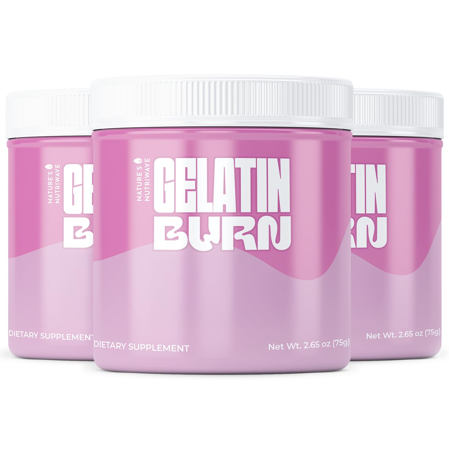 Nature’s NutriWave Gelatin Burn – Natural Powder Supplement with Vitamins, Minerals & Botanical Extracts – Non-GMO, Easy to Mix, USA Made – 2.65Oz, 75g, 30 Servings, 3 Month Supply - dailyvitalstore