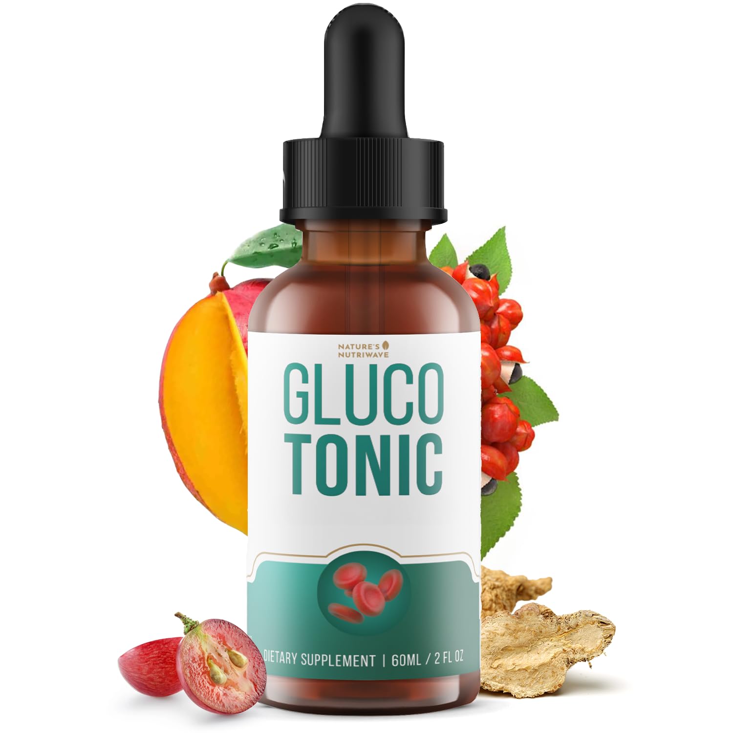 Nature’s NutriWave GlucoTonic – Liquid Formula with Chromium & Herbal Extracts – Natural Flavor – Non-GMO – 60ml, 2FL OZ, 60 Servings, 1 Month Supply - dailyvitalstore