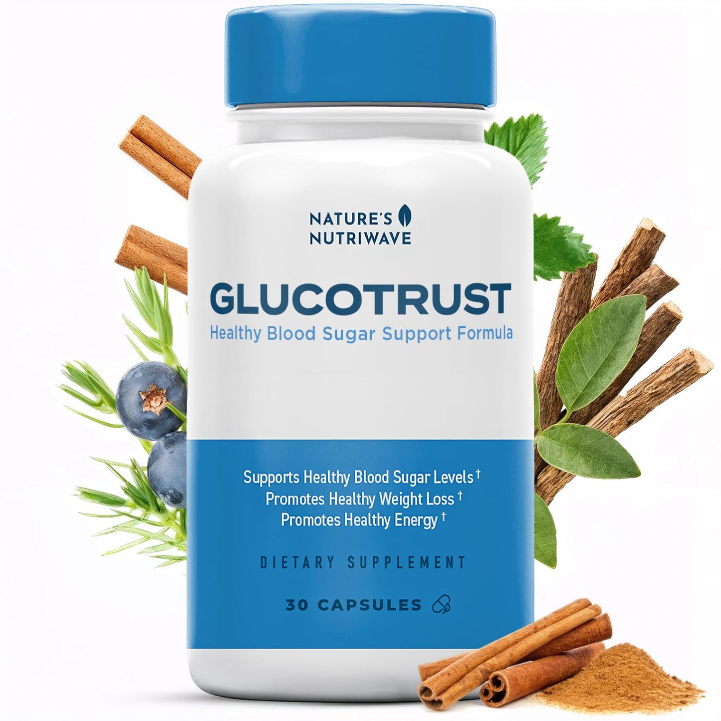 Nature’s NutriWave Glucotrust Capsules Supplement, Original Formula, 100% Natural Herbal Blend, Gymnema sylvestre, Chromium, - dailyvitalstore