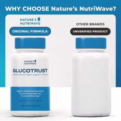 Nature’s NutriWave Glucotrust Capsules Supplement, Original Formula, 100% Natural Herbal Blend, Gymnema sylvestre, Chromium, - dailyvitalstore