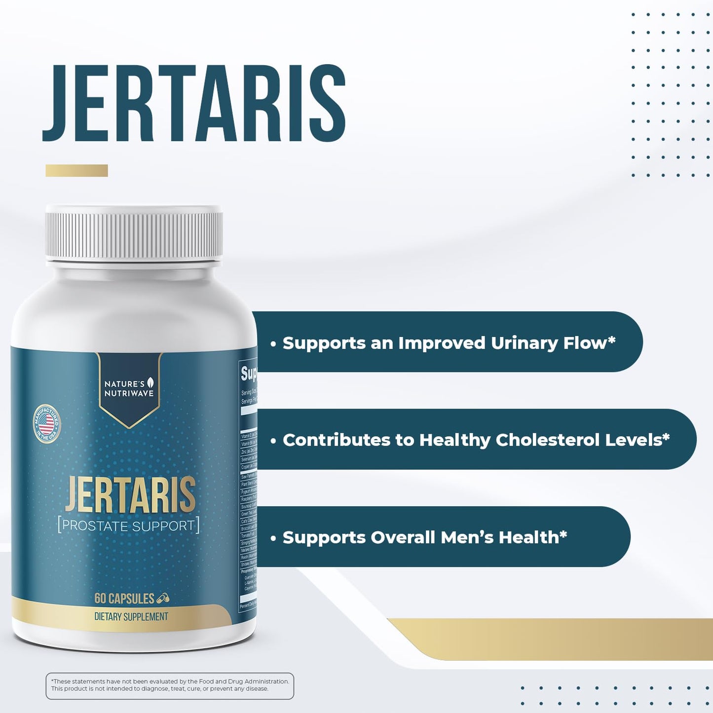 Nature’s NutriWave Jertaris – Daily Botanical & Nutrient Supplement with Saw Palmetto, Pygeum, Nettle, Zinc & Mushroom Blend – Natural Non-GMO Formula - dailyvitalstore