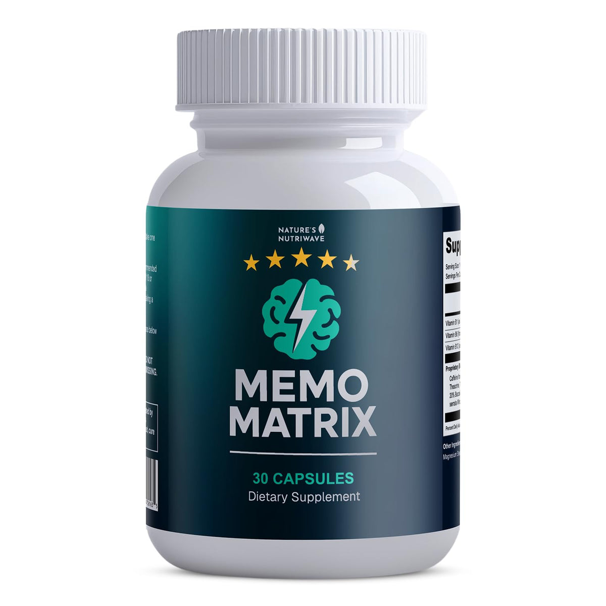 Nature’s NutriWave MemoMatrix – Daily Vitamin B1, B6, B12& Botanical Supplement with Bacopa, Rhodiola, Huperzia, L-Tyrosine & B-Vitamin Blend – Non-GMO Formula – 30 Capsules, 1 Month Supply - dailyvitalstore