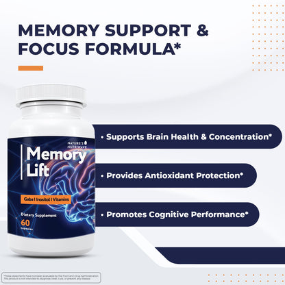 Nature’s NutriWave Memory Lift Capsules – Natural Daily Supplement with Vitamins A, C, D, E, B-Complex, Biotin & Choline – Made in USA, GMP-Certified, Non-GMO, Vegetarian – 60 Caps, 1 Month Supply - dailyvitalstore