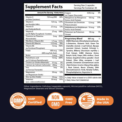 Nature’s NutriWave Memory Lift Capsules – Natural Daily Supplement with Vitamins A, C, D, E, B-Complex, Biotin & Choline – Made in USA, GMP-Certified, Non-GMO, Vegetarian – 60 Caps, 1 Month Supply - dailyvitalstore