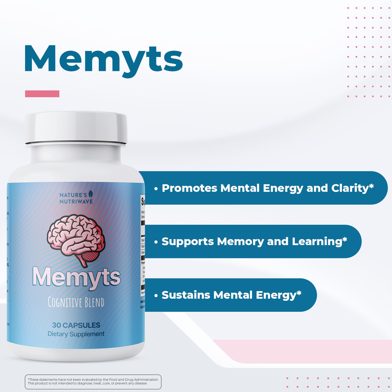 Nature’s NutriWave Memyts – Natural Daily Supplement with B Vitamins and Herbal Extracts | Non-GMO | Made in USA | 100% Natural, 30 Capsules, 2-Month Supply - dailyvitalstore