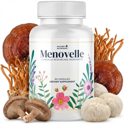 Nature’s NutriWave Menovelle Capsules for Women – Natural Daily Support Formula with Mushrooms and Botanicals – Non-GMO, Easy to Take, Made in the USA, 60 Capsules, 30 Servings, 1 Month Supply - dailyvitalstore
