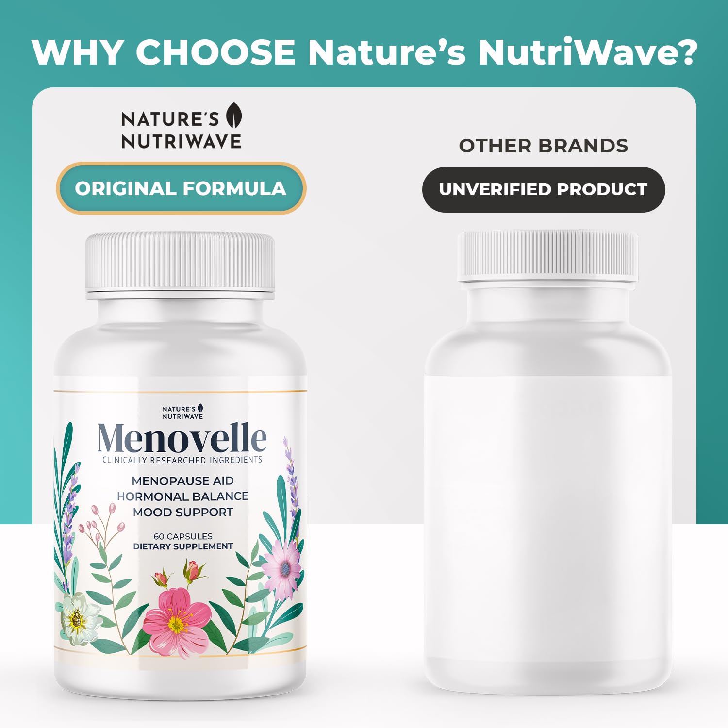 Nature’s NutriWave Menovelle Capsules for Women – Natural Daily Support Formula with Mushrooms and Botanicals – Non-GMO, Easy to Take, Made in the USA, 60 Capsules, 30 Servings, 1 Month Supply - dailyvitalstore