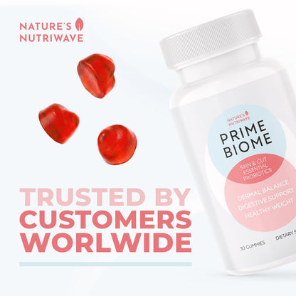 Nature’s NutriWave PrimeBiome Probiotic Gummies – Plant-Based Blend with Inulin, Lion’s Mane, Ginger & More– Non-GMO, No Stimulants, GMP Certified – 30 Gummies, 6 Month Supply - dailyvitalstore