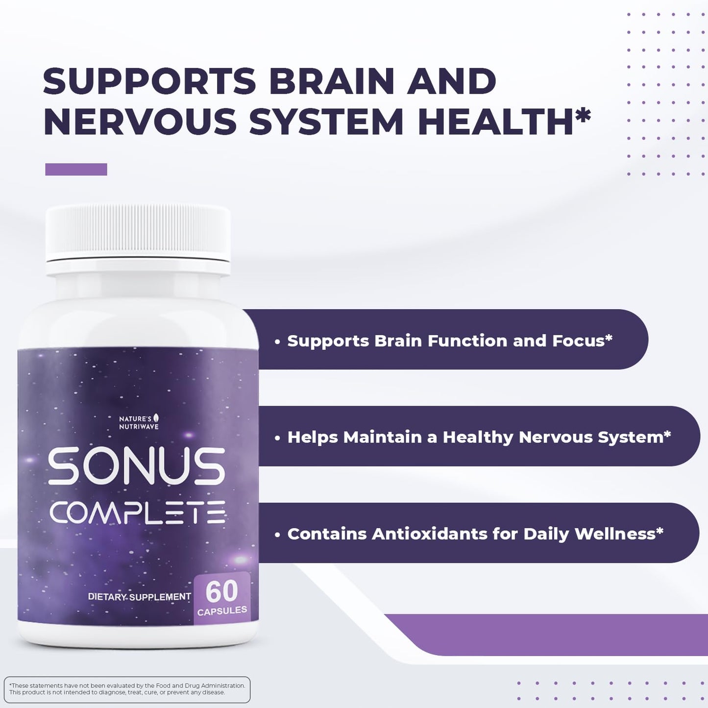 Nature’s NutriWave Sonus Complete – Natural Daily Formula with Vitamin C, B6, B12 & Folic Acid – Non-GMO, Easy to Use, GMP Certified – 60 Capsules, 1 Month Supply - dailyvitalstore
