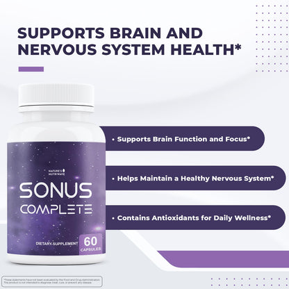 Nature’s NutriWave Sonus Complete – Natural Daily Formula with Vitamin C, B6, B12 & Folic Acid – Non-GMO, Easy to Use, GMP Certified – 60 Capsules, 1 Month Supply - dailyvitalstore