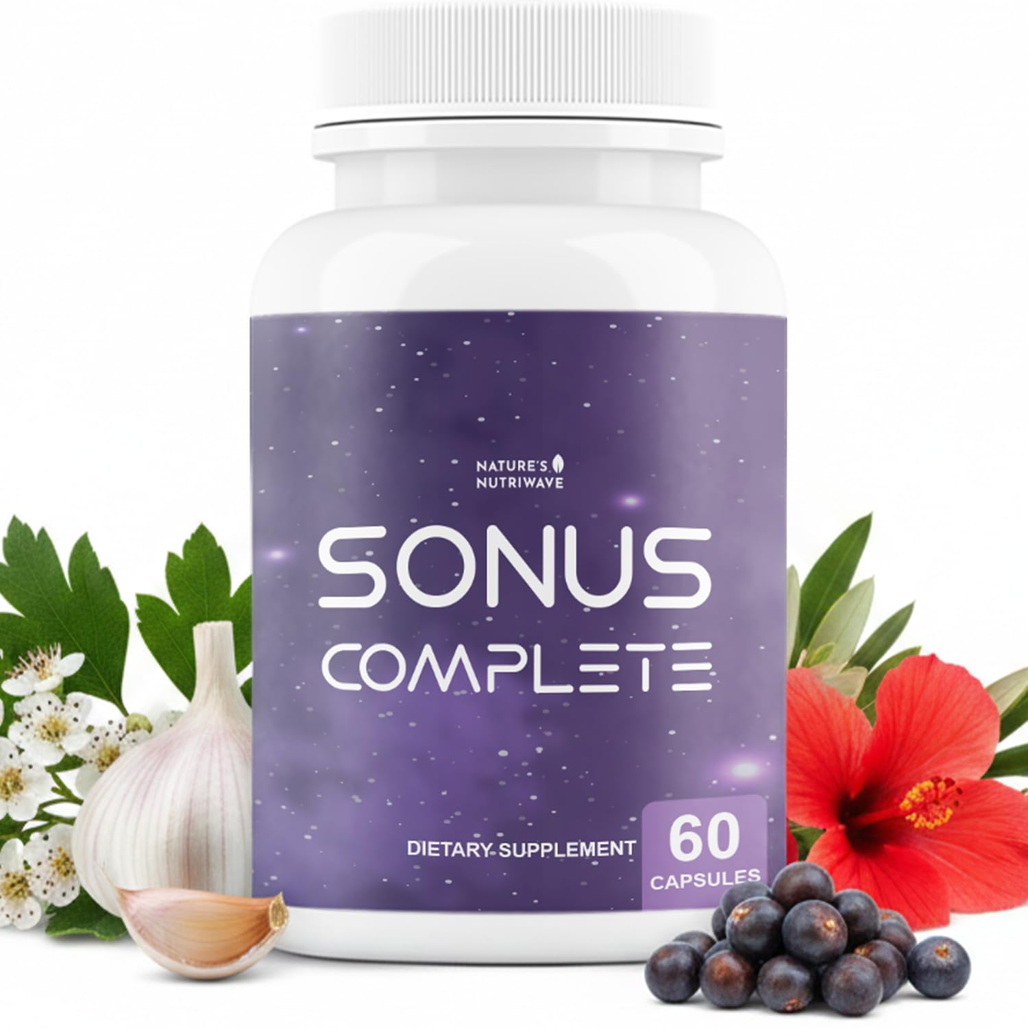 Nature’s NutriWave Sonus Complete – Natural Daily Formula with Vitamin C, B6, B12 & Folic Acid – Non-GMO, Easy to Use, GMP Certified – 60 Capsules, 1 Month Supply - dailyvitalstore