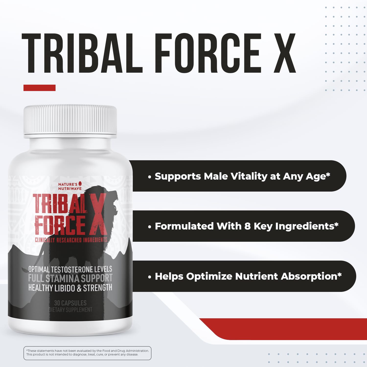 Nature’s NutriWave TribalForce X – Daily Botanical Supplement with Ginkgo Biloba, Bacopa, & Amino Acids – Non-GMO, Natural & Stimulant-Free Formula, Made in USA – 30 Capsules, 1 Month Supply - dailyvitalstore