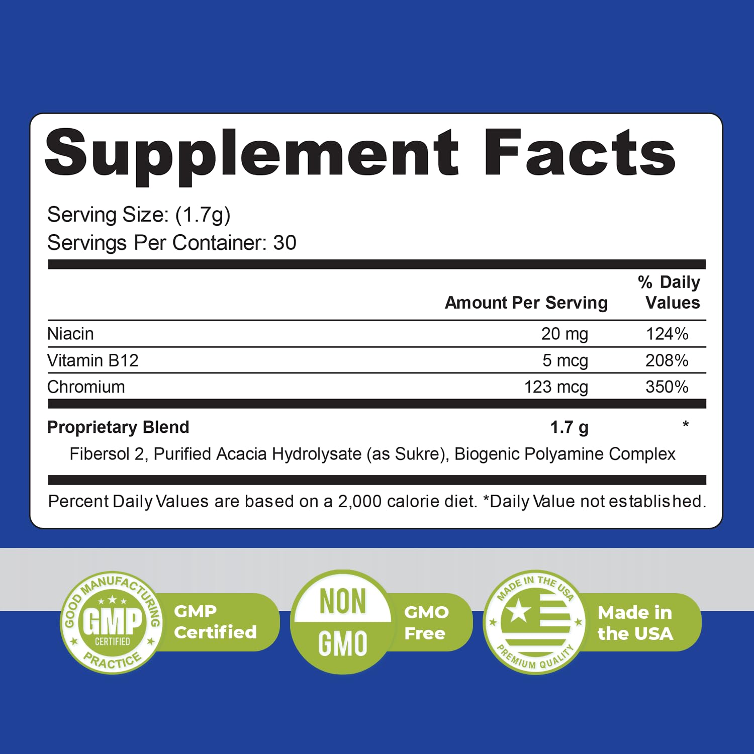 Nature’s NutriWave UltraFasting Complex Powder – Natural Supplement with Niacin, Vitamin B12 & Chromium – Made in the USA,Non-GMO, Easy-to-Use, 1 Month Supply, 1.79oz, 51g - dailyvitalstore