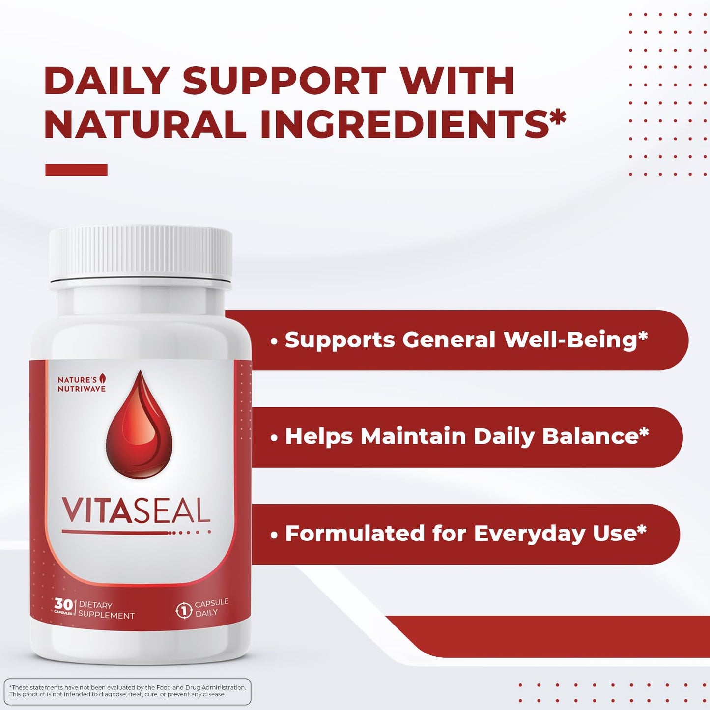 Nature’s NutriWave Vitaseal – Daily Support with Botanicals, Vitamins C E & Minerals – Natural Formula, Non-Habit Forming, Made in USA, Vegan-Friendly – 30 Capsules, 1 Month Supply - dailyvitalstore