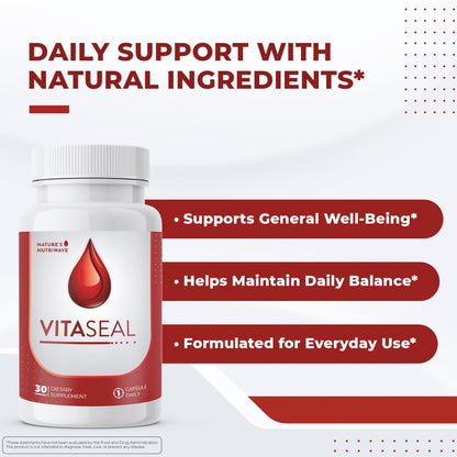 Nature’s NutriWave Vitaseal – Daily Support with Botanicals, Vitamins C E & Minerals – Natural Formula, Non-Habit Forming, Made in USA, Vegan-Friendly – 30 Capsules, 1 Month Supply - dailyvitalstore