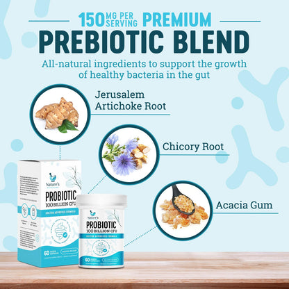 Nature's Physician Probiotics - 100 Billion CFU Per Capsule - 16 Strains + Prebiotics - Best Probiotic Supplement for Women & Men - Supports Immune, - dailyvitalstore