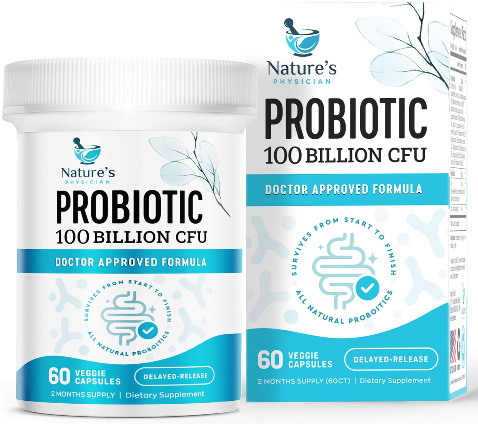 Nature's Physician Probiotics - 100 Billion CFU Per Capsule - 16 Strains + Prebiotics - Best Probiotic Supplement for Women & Men - Supports Immune, - dailyvitalstore