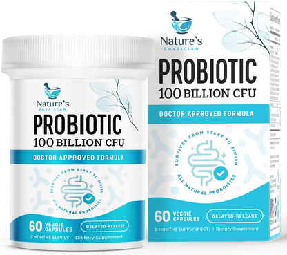 Nature's Physician Probiotics - 100 Billion CFU Per Capsule - 16 Strains + Prebiotics - Best Probiotic Supplement for Women & Men - Supports Immune, - dailyvitalstore