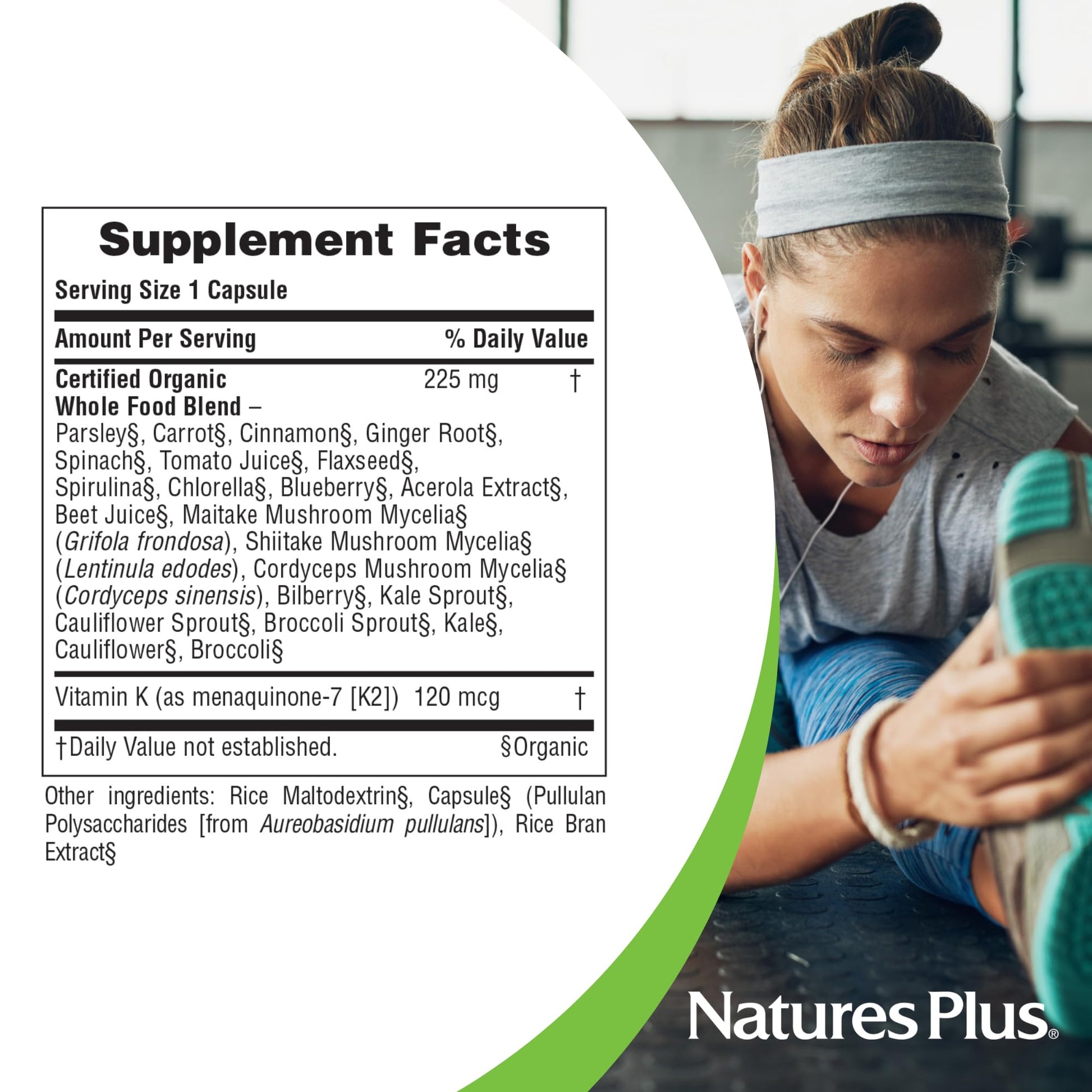 Nature's Plus Sol Garden Vit K2 120 mcg V Capsules, 60 Count - dailyvitalstore