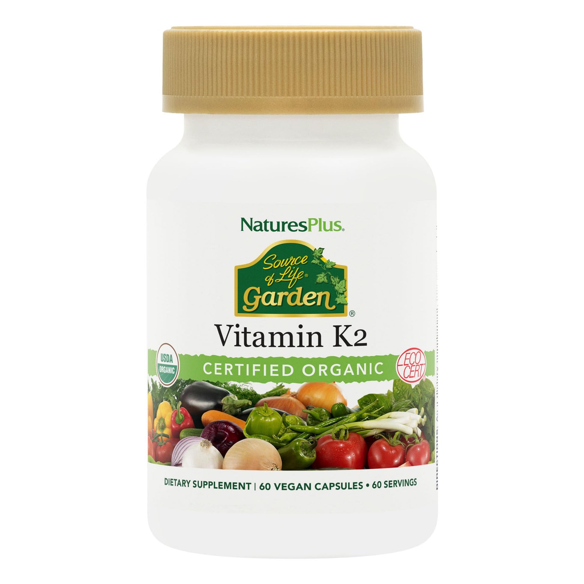 Nature's Plus Sol Garden Vit K2 120 mcg V Capsules, 60 Count - dailyvitalstore