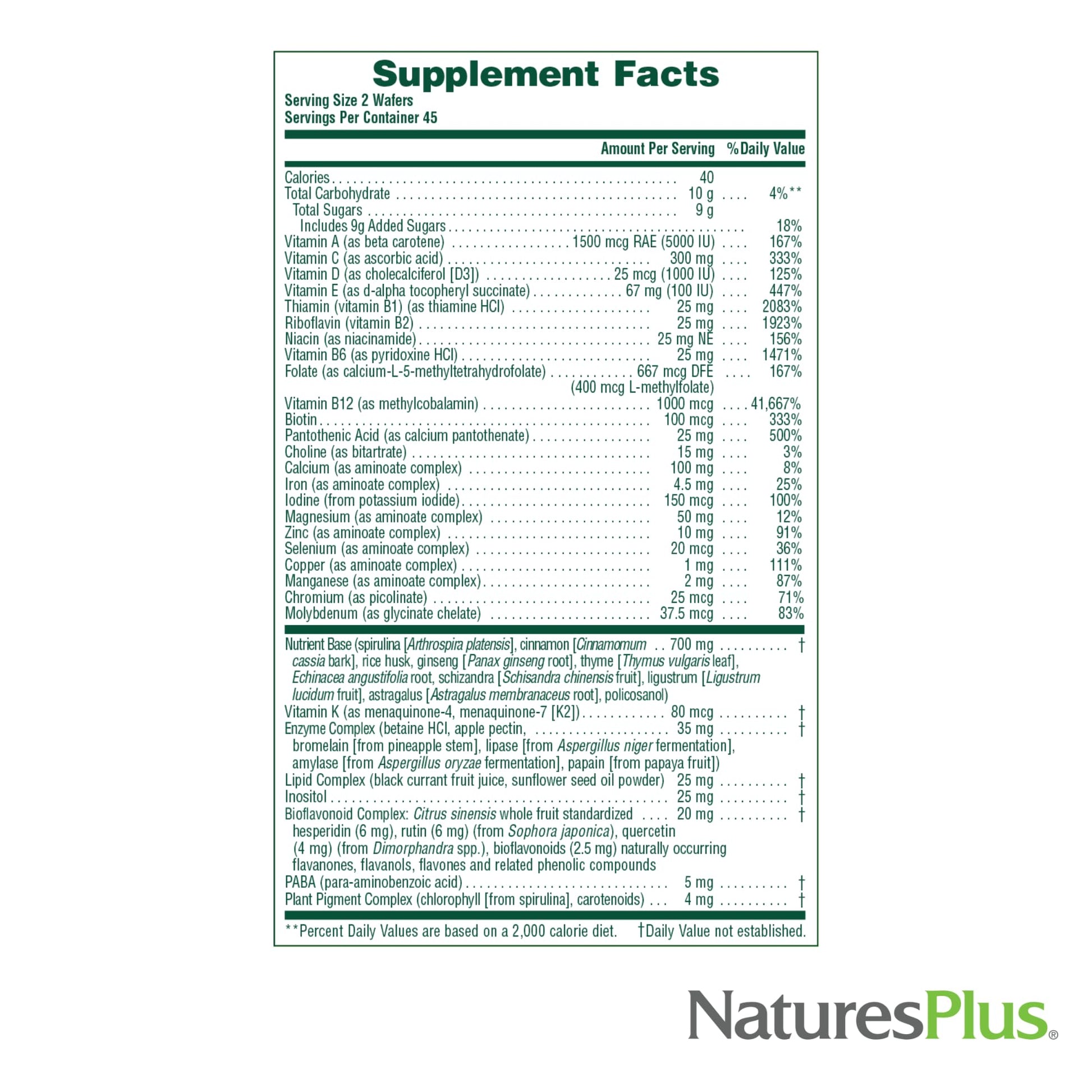 Natures Plus Source of Life Adult’s Chewable, Apple Cinnamon - 90 Wafers, Pack of 2 - Multi-Vitamin & Mineral Supplement - Gluten Free, Vegetarian - 90 Total Servings - dailyvitalstore