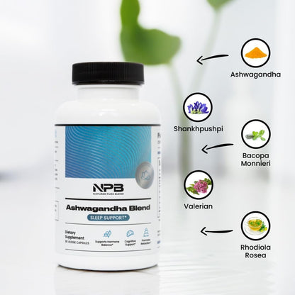 Nature's Pure Blend Ashwagandha Supplements – Organic Ashwagandha Root & Extract for Women and Men – Stress Relief, Sleep, and Mood Support – Athletic Performance & Focus Support – 60 Vegan Capsules - dailyvitalstore