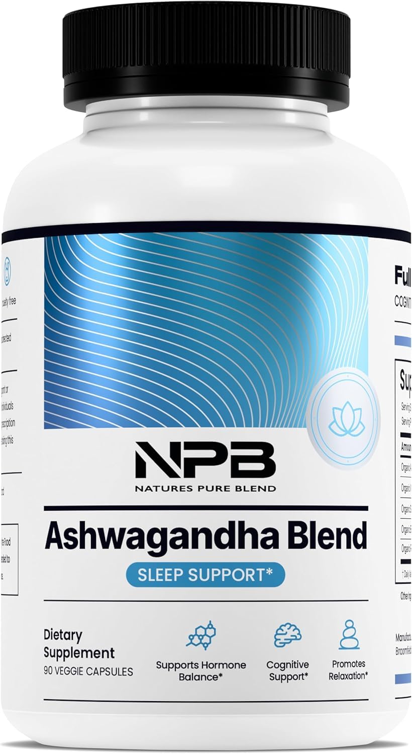 Nature's Pure Blend Ashwagandha Supplements – Organic Ashwagandha Root & Extract for Women and Men – Stress Relief, Sleep, and Mood Support – Athletic Performance & Focus Support – 60 Vegan Capsules - dailyvitalstore