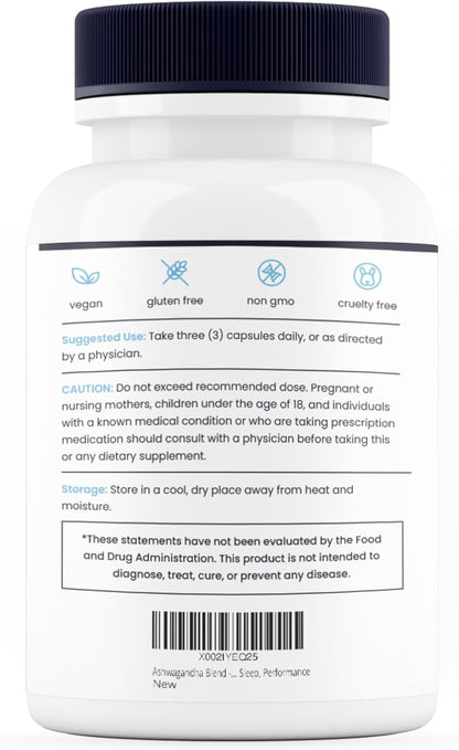 Nature's Pure Blend Ashwagandha Supplements – Organic Ashwagandha Root & Extract for Women and Men – Stress Relief, Sleep, and Mood Support – Athletic Performance & Focus Support – 60 Vegan Capsules - dailyvitalstore