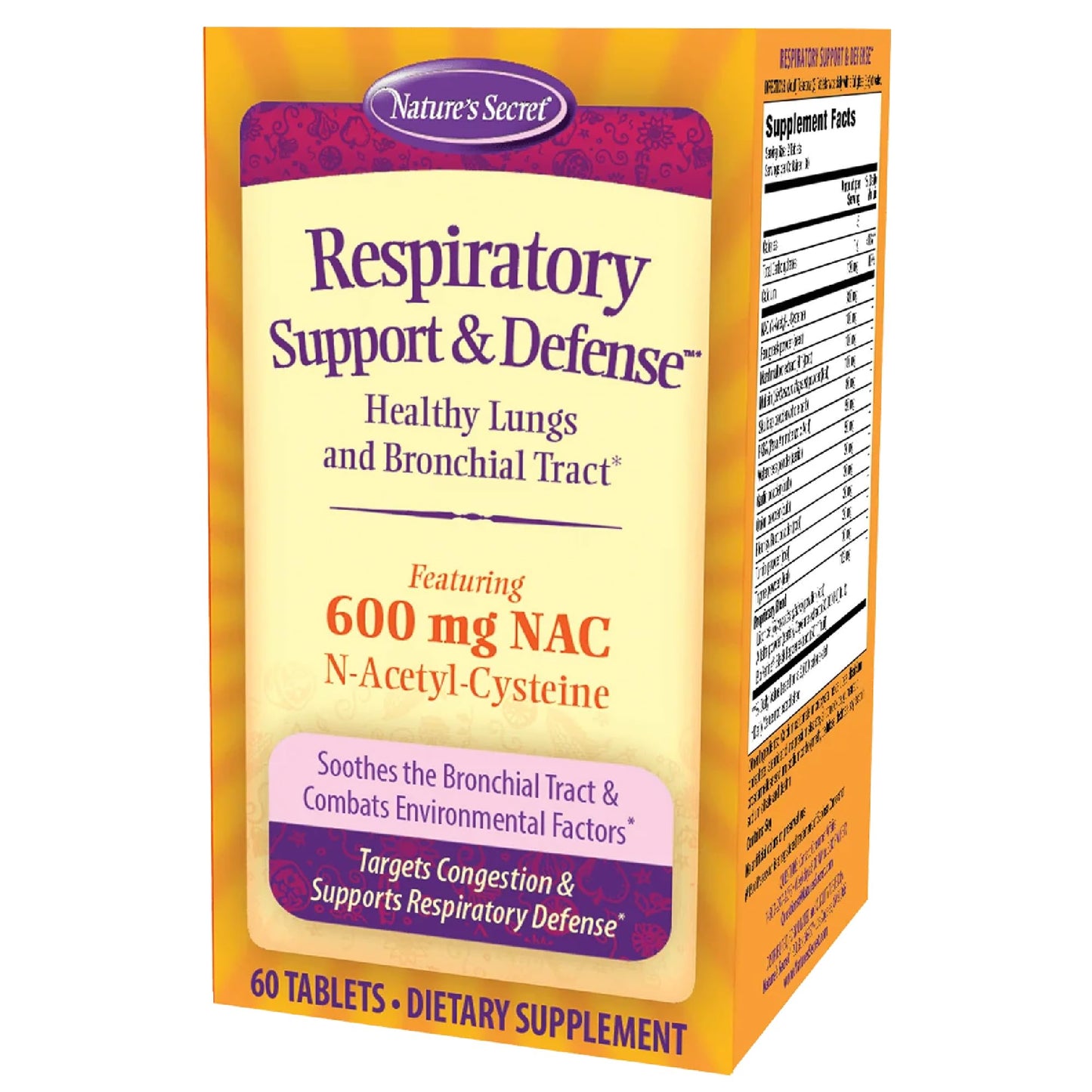 Nature's Secret Respiratory Support & Defense - 60 Tablets - Promotes Healthy Lungs & Bronchial Tract - With NAC, Fenugreek & Marshmallow - 30 Total Servings - dailyvitalstore