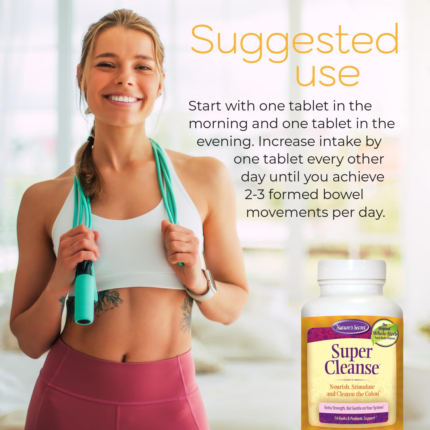 Nature’s Secret Super Cleanse - Extra Strength Colon Cleanse with 14 Herbs & Probiotic Support - Promotes Gut Health Detox Cleanse & Digestive Support - dailyvitalstore