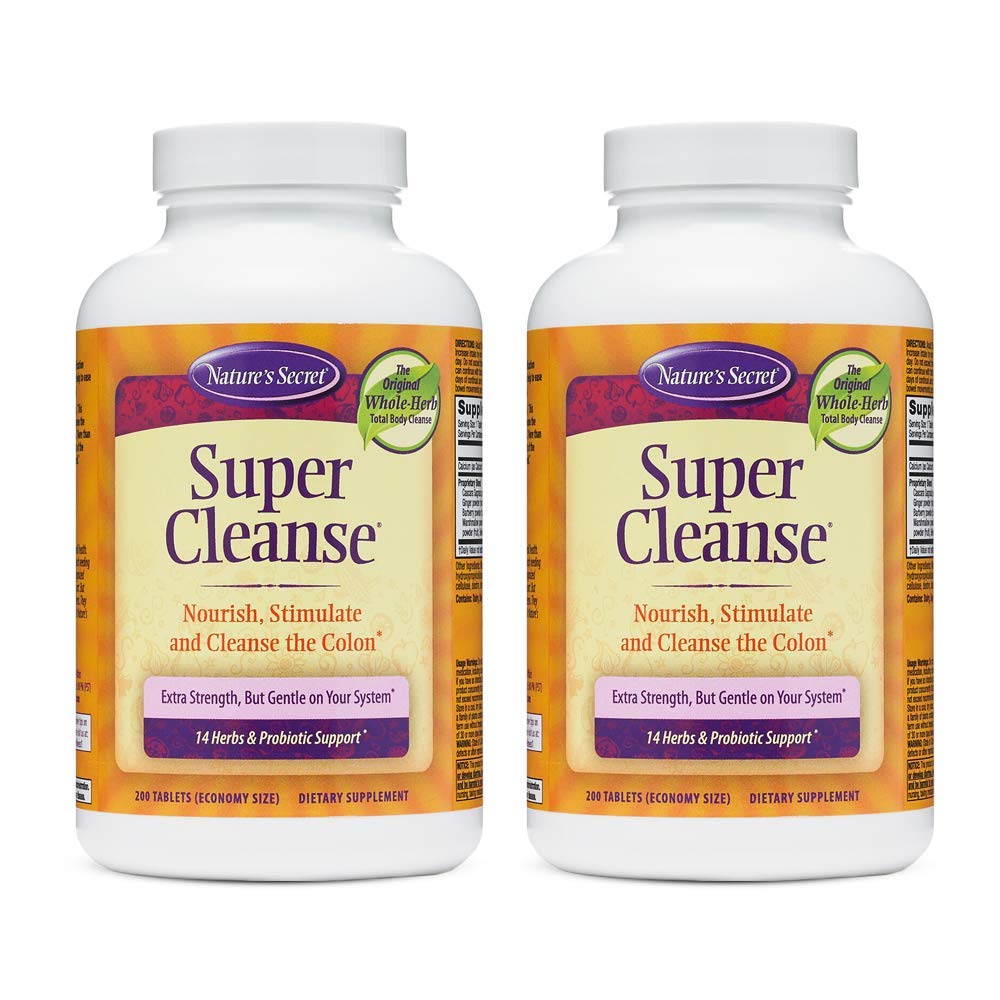 Nature's Secret Super Cleanse Extra Strength Toxin Detox & Gentle Elimination Body Cleanse, Digestive & Colon Health Support - Stimulating Blend of 14 Herbs - dailyvitalstore