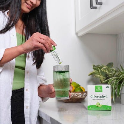 Nature's Sunshine Chlorophyll Stick Packs: Supercharge Your Detox and Boost Gut Health in Convenient, Delicious Stick Packs (Lime Twist) - dailyvitalstore