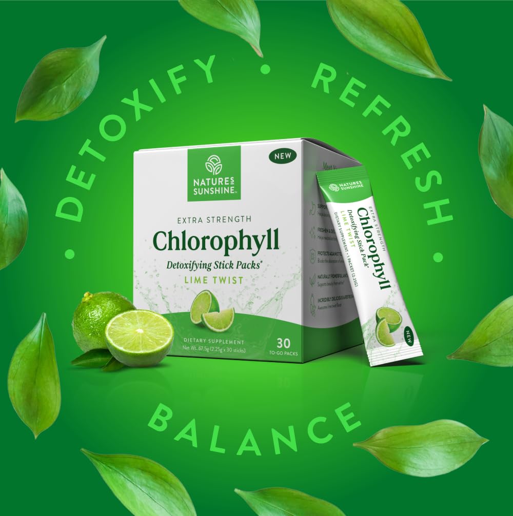 Nature's Sunshine Chlorophyll Stick Packs: Supercharge Your Detox and Boost Gut Health in Convenient, Delicious Stick Packs (Lime Twist) - dailyvitalstore