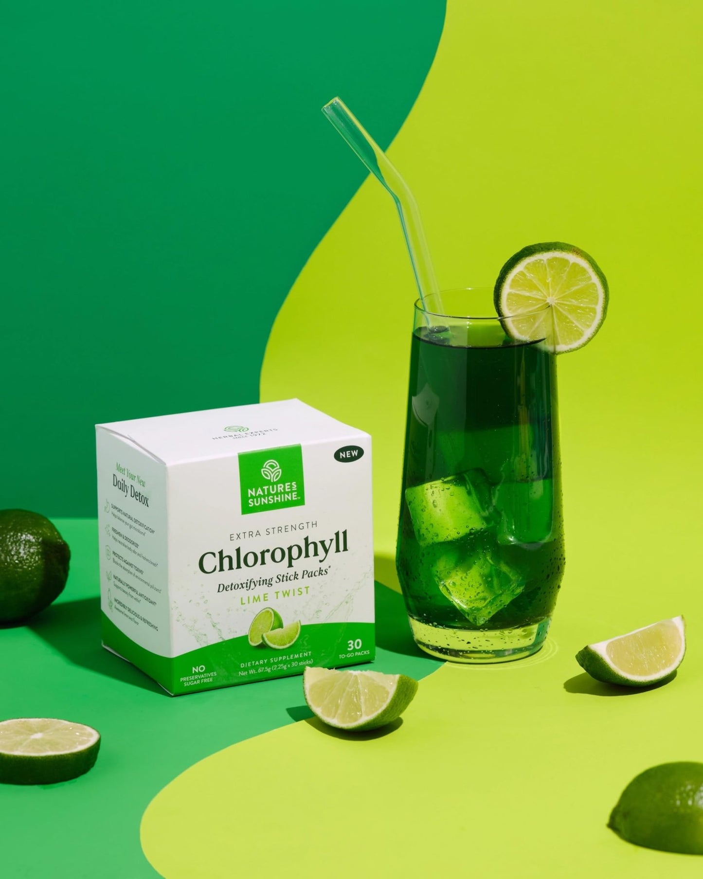 Nature's Sunshine Chlorophyll Stick Packs: Supercharge Your Detox and Boost Gut Health in Convenient, Delicious Stick Packs (Lime Twist) - dailyvitalstore