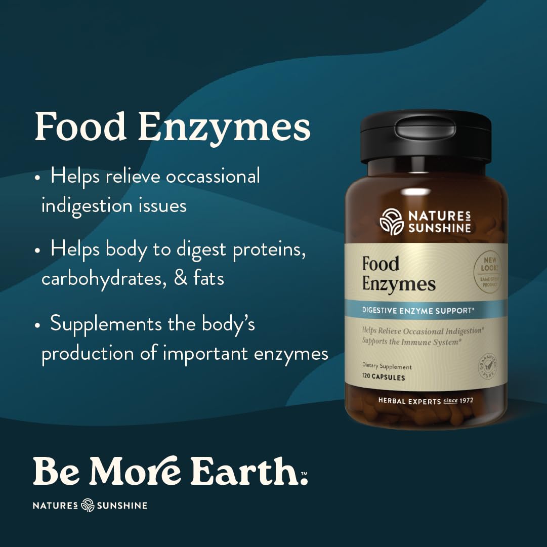 Nature's Sunshine Food Enzymes - Digestive Support with Prebiotics and Probiotics for Gut Health - Digestive Enzyme Supplement for Digestive Health - dailyvitalstore