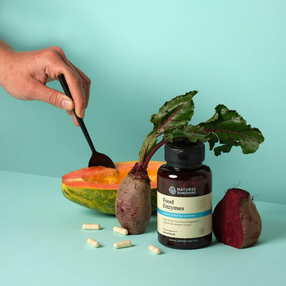 Nature's Sunshine Food Enzymes - Digestive Support with Prebiotics and Probiotics for Gut Health - Digestive Enzyme Supplement for Digestive Health - dailyvitalstore