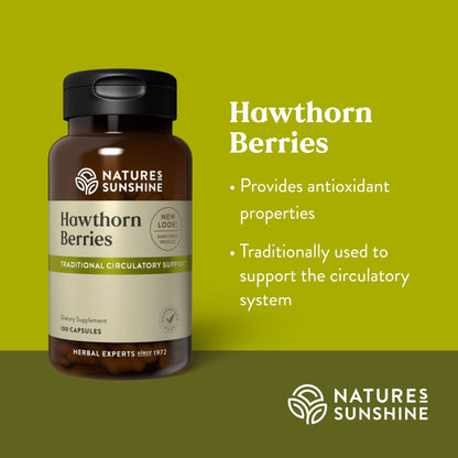 Nature's Sunshine Hawthorn Berries, 100 Capsules | Helps Enhance Heart Muscle Function and Provides Circulatory System Support - dailyvitalstore