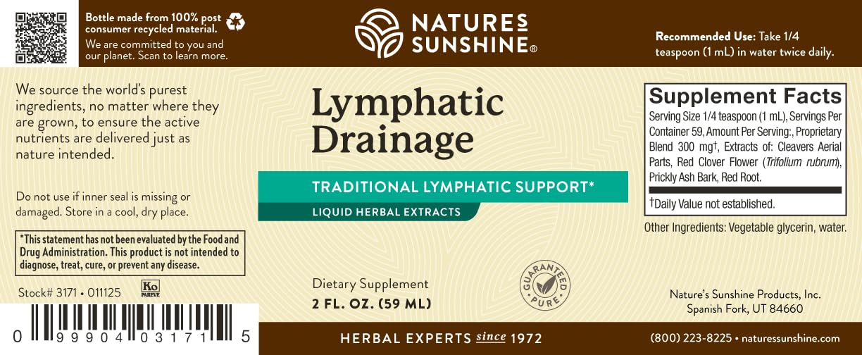 Nature's Sunshine Lymphatic Drainage, 2 Fl. Oz | Lymphatic Drainage Supplement Promotes The Efficient Drainage of The Lymphatic System to Promote Overall Health - dailyvitalstore