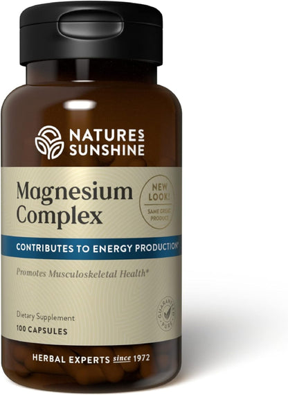 Nature’s Sunshine Magnesium Complex - High Potency Magnesium Supplement with Citrate & Malate for Relaxation, Optimal Absorption, Muscle Function, Energy Production - 50 Servings (100 Capsules) - dailyvitalstore