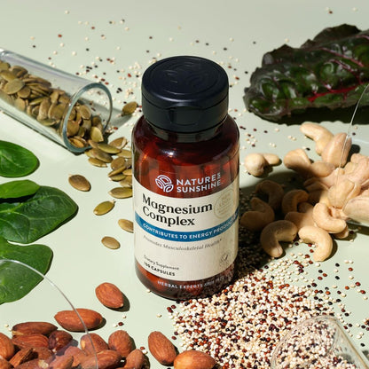 Nature’s Sunshine Magnesium Complex - High Potency Magnesium Supplement with Citrate & Malate for Relaxation, Optimal Absorption, Muscle Function, Energy Production - 50 Servings (100 Capsules) - dailyvitalstore