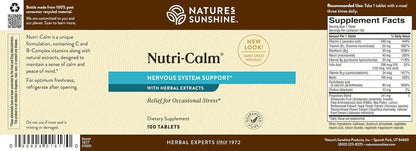 Nature's Sunshine Nutri-Calm- Herbal Stress Relief Supplement for Natural Relief, Mood Support and Boost, Nervous System Support - 100 Count - dailyvitalstore