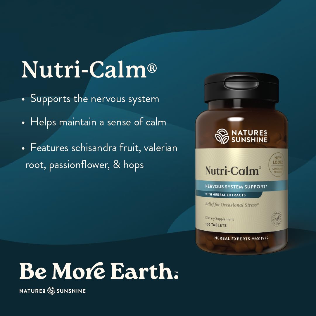 Nature's Sunshine Nutri-Calm- Herbal Stress Relief Supplement for Natural Relief, Mood Support and Boost, Nervous System Support - 100 Count - dailyvitalstore