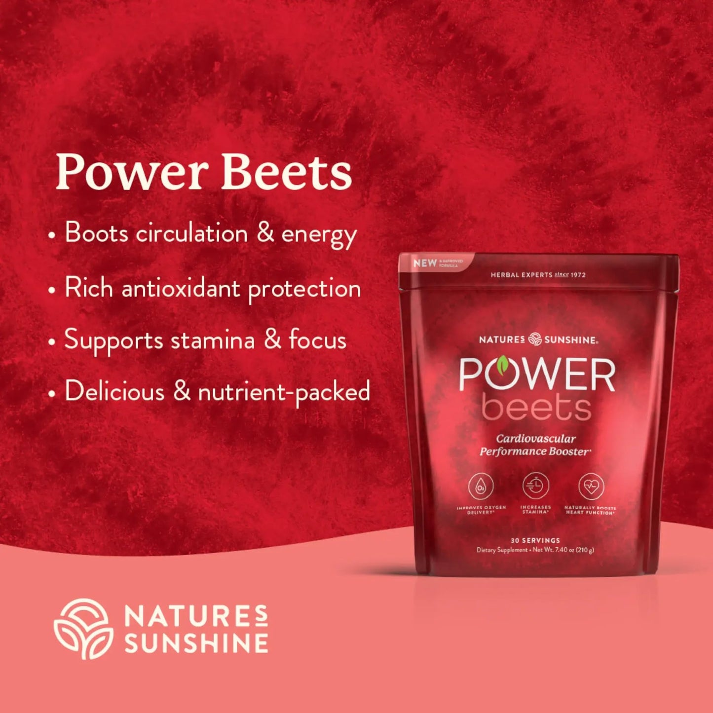 Nature's Sunshine Power Beets – Patented Nutrient Blend of Beet Root Powder and Nutrients to Promote Performance, Mental Clarity, & Vitality – Non-GMO, Soy & Gluten Free – 24 to-Go Packs - dailyvitalstore